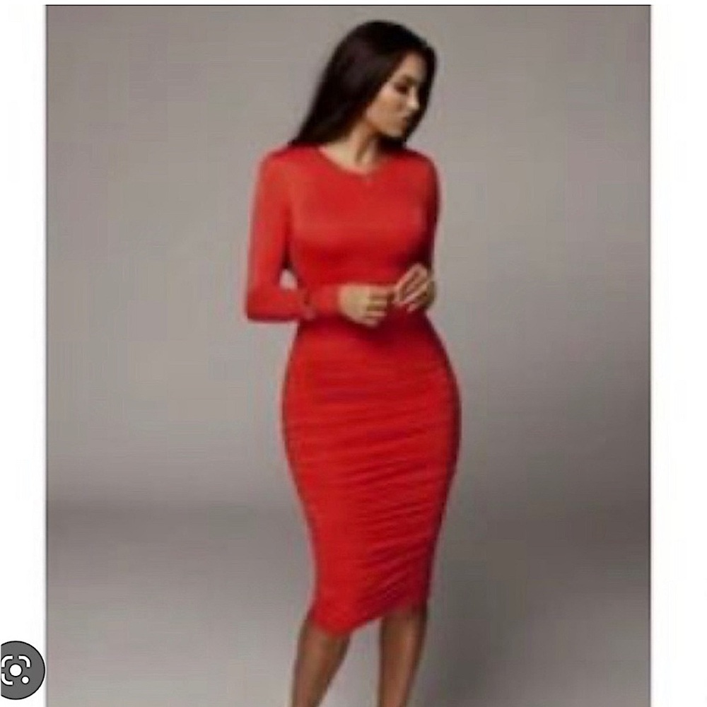 JLUXLABEL Red Midi Dress